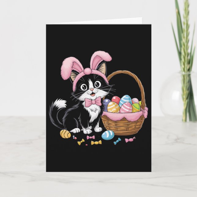 Carte Mignon Chat de Pâques Lapin Avec Biscuit Drôle Kit (Devant)
