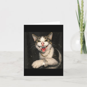 Carte Mignon Chat Drôle Mème Hip Hop Bling Gangster Chat