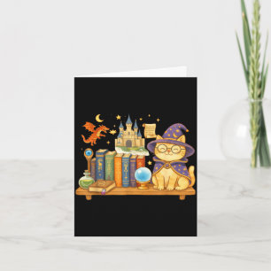 Carte Mignon chat kawaii livres sorcier