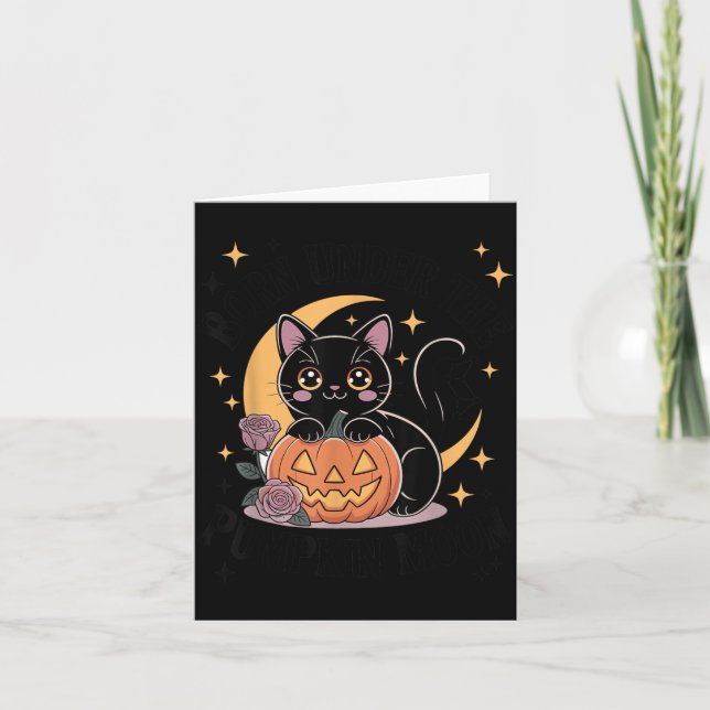 Carte Mignon chat noir Halloween pastel gothique sorcièr (Devant)