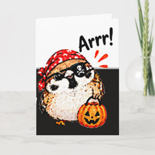 Carte Mignon Chibi Moineau Oiseau Halloween Pirate Amuse