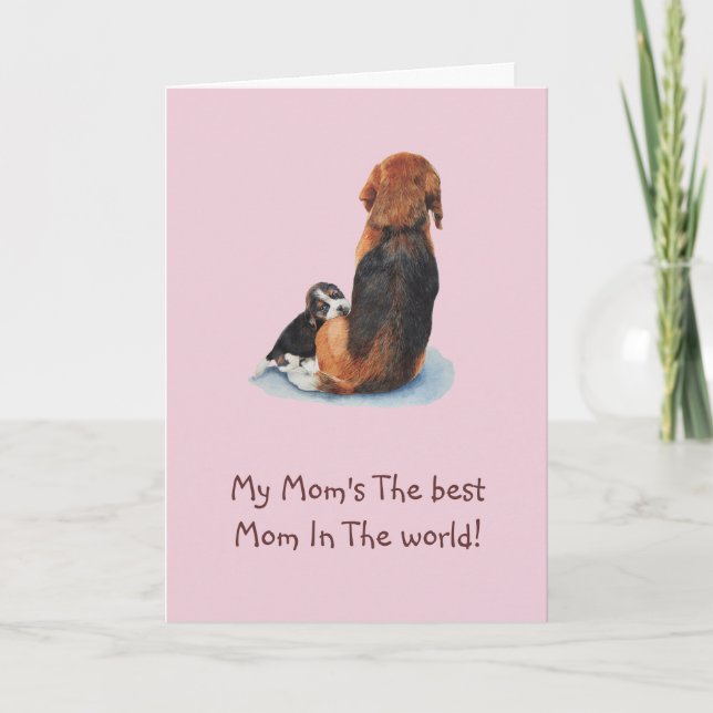 Carte Mignon chiot beagle câlinant avec un verset pour m (Devant)