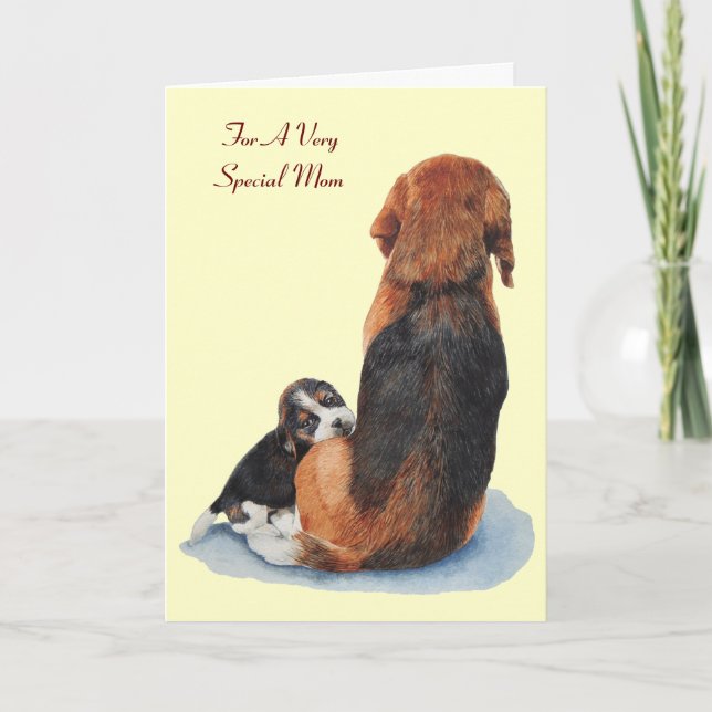 Carte mignon chiot beagle chien de maman bouddin (Devant)