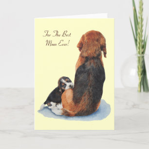 Carte mignon chiot beagle chien de maman bouddin