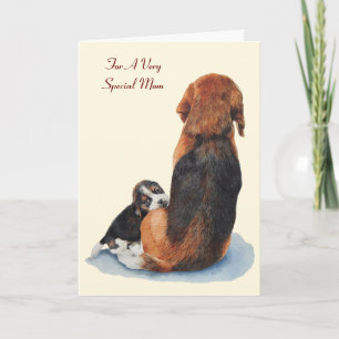 Carte mignon chiot chien beagle avec maman chien avec ve