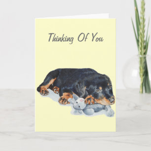 Carte mignon chiot chien rottweiler bouddling ourson art