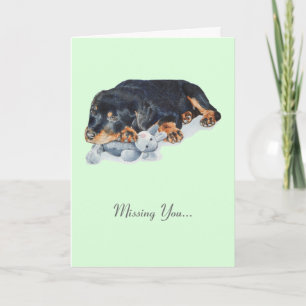 Carte mignon chiot chien rottweiler bouddling ourson art