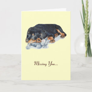 Carte mignon chiot rottweiler bouddling peluche manquant