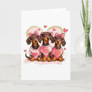 Carte Mignon dachshund Saint-Valentin Cœur Amoureux des 