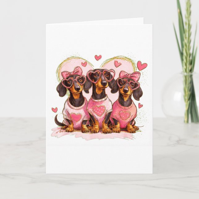 Carte Mignon dachshund Saint-Valentin Cœur Amoureux des  (Devant)