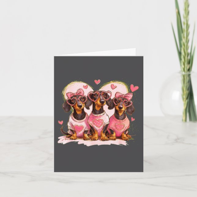 Carte Mignon dachshund Saint-Valentin Cœur Amoureux des  (Devant)