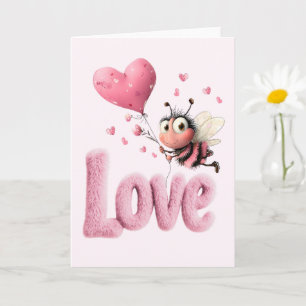 Carte Mignon design d'abeille avec ballon en forme de cœ