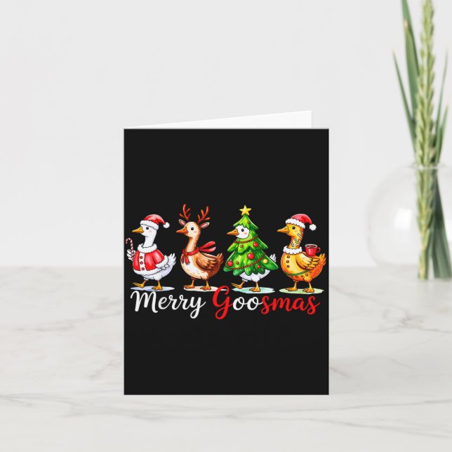 Carte Mignon Drôle Joyeux Goosmas Drôle Oie Renne Chaud  (Devant)