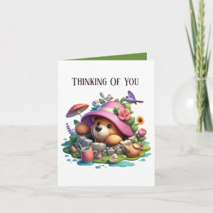 Carte Mignon en pensant à vous ours ajouter un message
