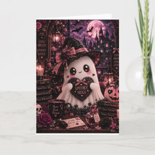 Carte Mignon Gothique Rose Fantôme Halloween Drôle Câlin