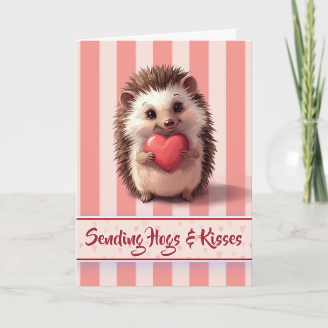 Carte Mignon hérisson de la Saint-Valentin Porcs et bais (Devant)