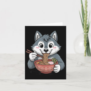 Carte Mignon Husky mangeant des Ramen Chien japonais Kaw