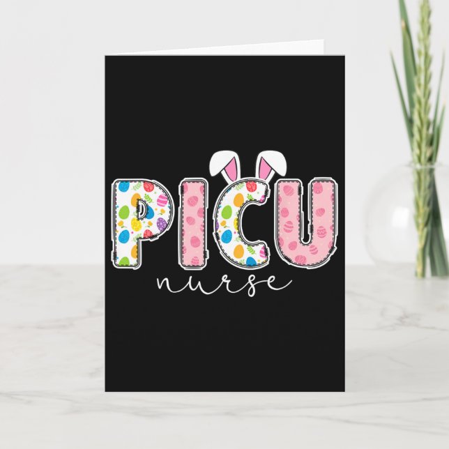 Carte Mignon infirmière Picu lapin de Pâques infirmière  (Devant)