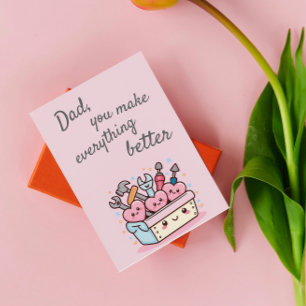 Carte Mignon Kawaii Boîte à outils Fête des Pères