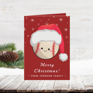 Carte Mignon Kawaii Softball Baseball Étincelant Rouge F