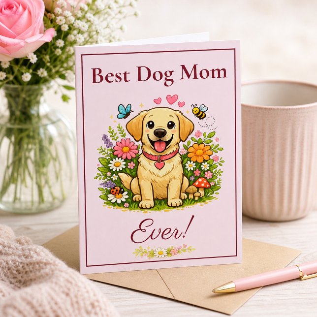 Carte Mignon Labradors Retriever Meilleure Maman de Chie (Créateur téléchargé)