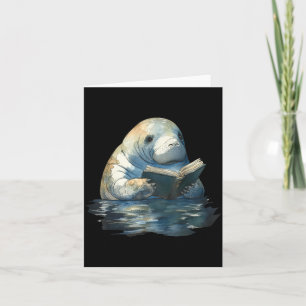 Carte Mignon Lamantin Lisant un Livre Lecteur de Livres 