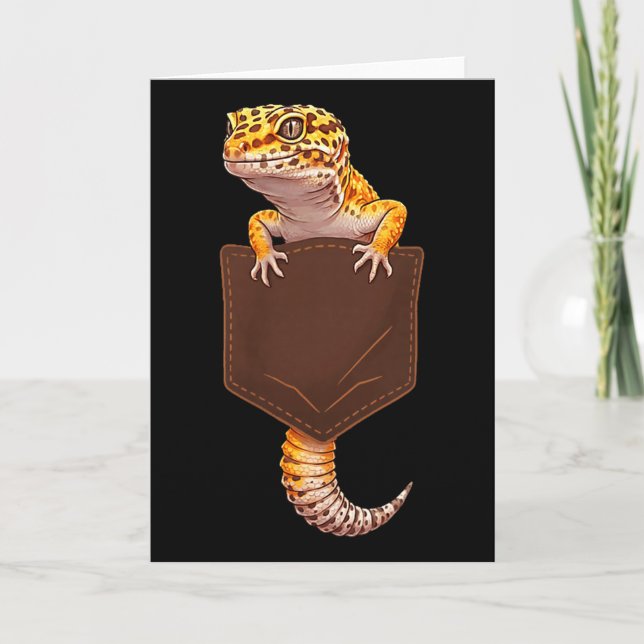 Carte Mignon Lézard Reptile Gecko Léopard De Poche Drôle (Devant)
