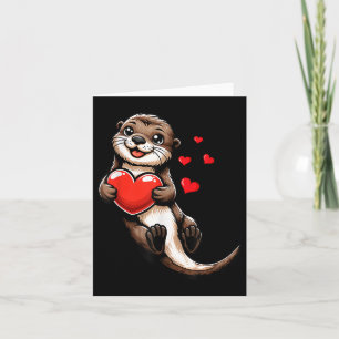 Carte Mignon Loutre de Mer Saint-Valentin Cœur Amoureux