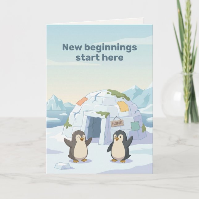 Carte Mignon Manchot Premier Igloo | Nouveaux Débuts (Devant)