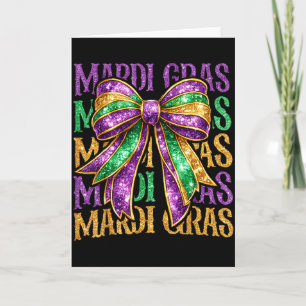 Carte Mignon mardi gras coquette bow enfants fille