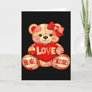 Carte Mignon ours en peluche tenant la Saint-Valentin cœ