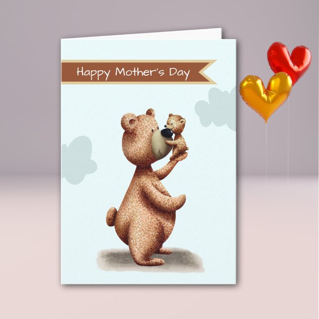 Carte Mignon Ourson Maman Joyeuse Fête des Mères (Créateur téléchargé)