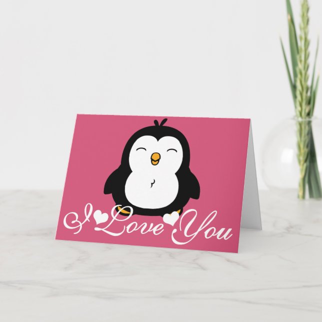 Carte Mignon Pingouin Je T'Aime (Devant)