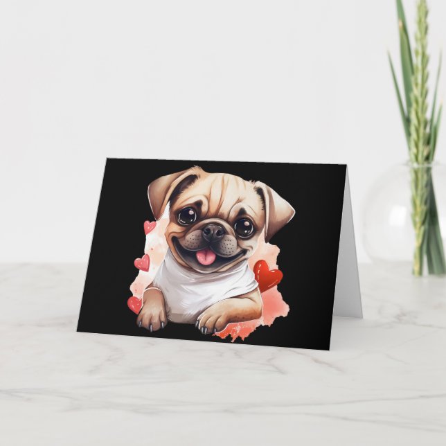 Carte Mignon Pug de la Saint-Valentin (Devant)