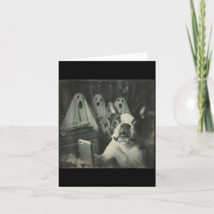 Carte Mignon selfie de Terrier de Boston avec des fantôm