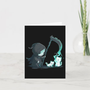 Carte Mignon squelette de la Faucheuse avec fantôme de c