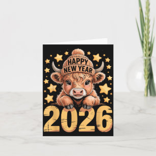 Carte Mignon Vêtement de Vache des Highlands Bonne Année
