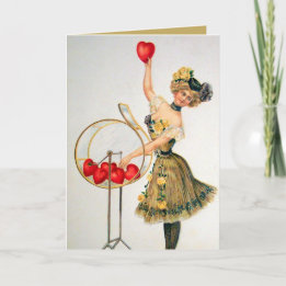 Carte mignon vintage Valentine lady ajouter un sentiment