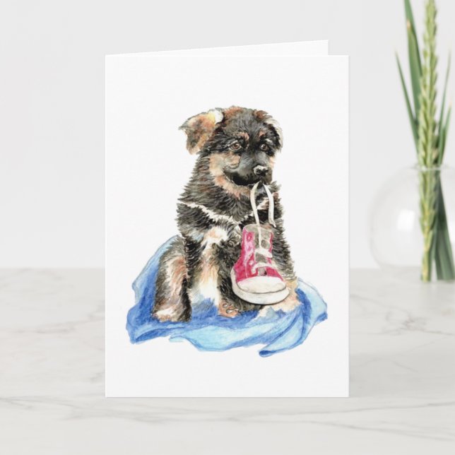 Carte Mignonne Allemand Berger Pup, Chien, Animal animal (Devant)