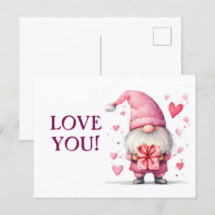 carte mignonne avec un gnome rose de dessin animé