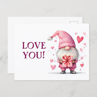 carte mignonne avec un gnome rose de dessin animé