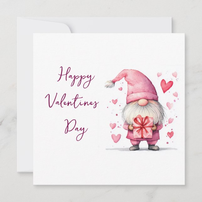 carte mignonne avec un gnome rose de dessin animé  (Devant)