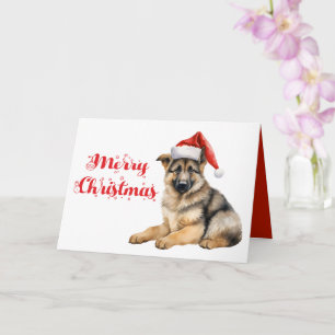 Carte Mignonne berger allemand Chien chiot Joyeux Noël