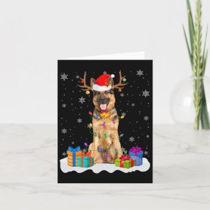 Carte Mignonne berger allemand chien feux de Noël Père N