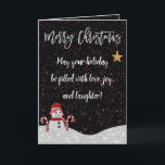 Carte Mignonne Blanc Rouge Snowman Nuit Ciel Parties sci<br><div class="desc">Cette carte de voeux de Noël à thème bonhomme de neige est un design très mignon et cool pour votre papeterie de vacances. Il comporte un bonhomme de neige en parties scintillant blanche imitation avec un casquette rouge et une écharpe à côté de deux sucres de canne sur la neige...</div>