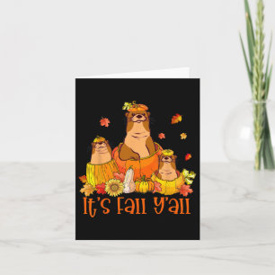 Carte Mignonne C'est Automne Y'all Otters tenue Citrouil