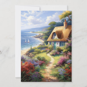 Carte Mignonne chalet à la mer Fleurs Bonjour Appartemen