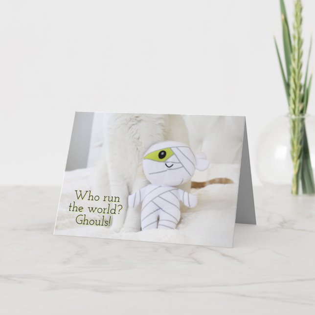 Carte Mignonne Chat Qui Dirige Le Monde ? Gouls ! Hallow (Devant)