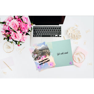 Carte Mignonne Chat Snuggle Time Get Well