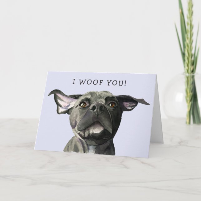 Carte Mignonne Chien Je t'ai couru la Saint Valentin (Devant)